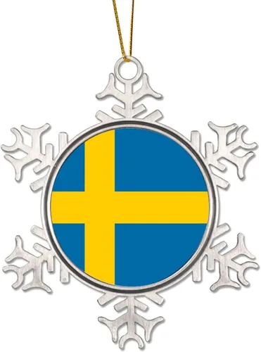 Vista 15 de Bandera nacional de peltre copo de nieve adornos de Navidad de China Taiwán bandera adornos para árbol de Navidad, decoración colgante de metal