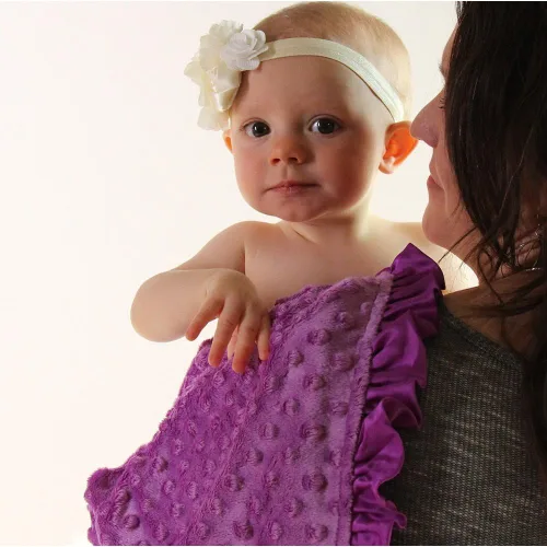 Vista 6 de Manta reversible para bebés y niñas, tela minky velboa (elige el color)