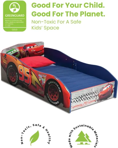 Vista 2 de Delta Children - Cama interactiva de madera para niños pequeños, modelo Cars de Disney/Pixar