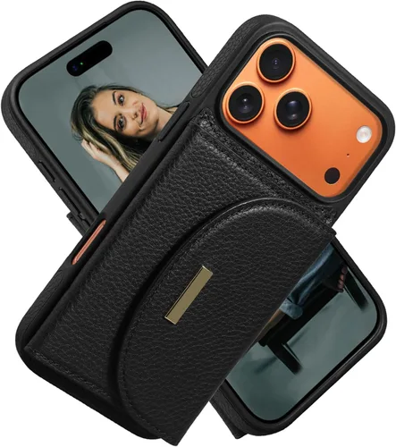 Vista 51 de Funda tipo cartera de Keallce para iPhone 14 Pro de 6.1 pulg., funda con tapa y ranuras para tarjetas, soporte con anillo, funda protectora de piel