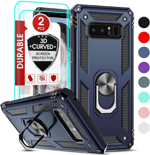 Vista 10 de LeYi Funda para teléfono Galaxy Note 8 con protector de pantalla 3D, soporte de anillo magnético de grado militar y funda desbloqueada Android