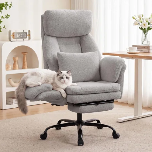 Vista 10 de FiveWillowise Silla de oficina ejecutiva grande y alta con reposapiés blanco (Teddy White)
