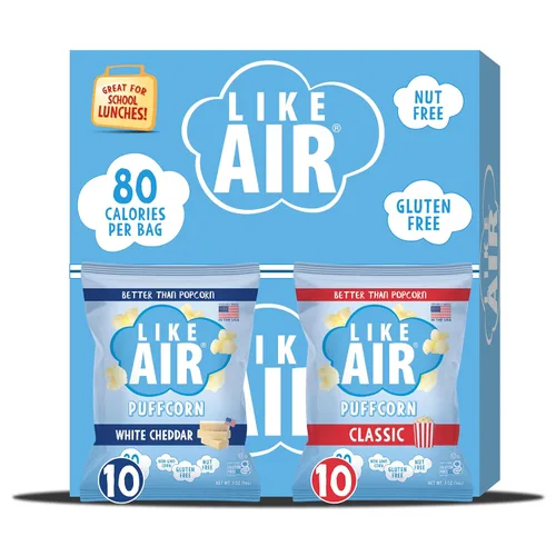 Vista 7 de Like Air Puffcorn - Paquete de 5 sabores variados (14 g, paquete de 20) - Snacks de porción única, 80 calorías, sin gluten, kosher, maíz sin OMG