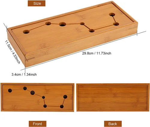 Vista 2 de Bandeja de té de siete estrellas, bandeja de té de bambú, juego de té chino de gongfu, bandeja de servir de estilo chino tradicional, con caja