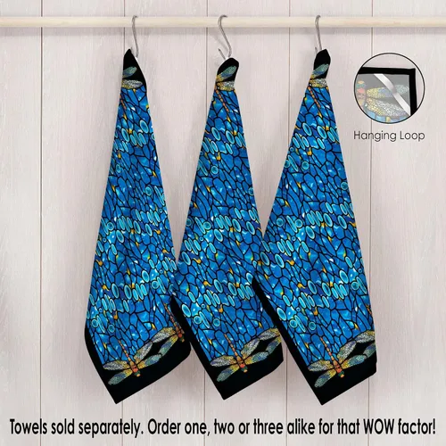 Vista 5 de Toallas de cocina, 8 x 28 pulgadas, 100% algodón, súper suaves y absorbentes, paños de cocina (Tiffany Dragonfly)