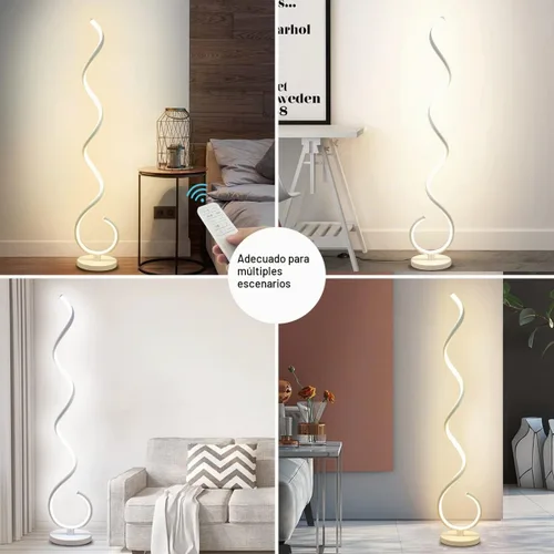 Vista 7 de Lámpara de Pie LED Espiral, 40W Lámparas de Pie Regulables para Sala de Estar con Control Remoto, Colores y Brillo Ajustables sin Escalones Lámpara