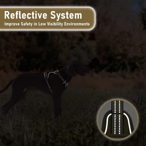 Vista 5 de Arnés para perro sin tirones, chaleco ajustable para perro para caminar fácilmente, material Oxford transpirable, arnés reflectante para mascotas