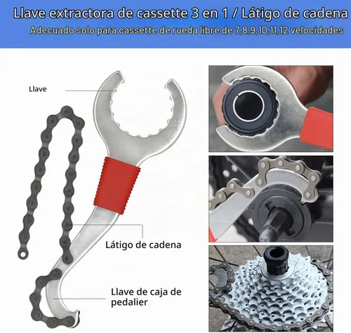 Vista 2 de Kit de herramientas para bicicleta, 10 piezas de herramientas profesionales de reparación de bicicletas para bicicleta de montaña con extractor de 6