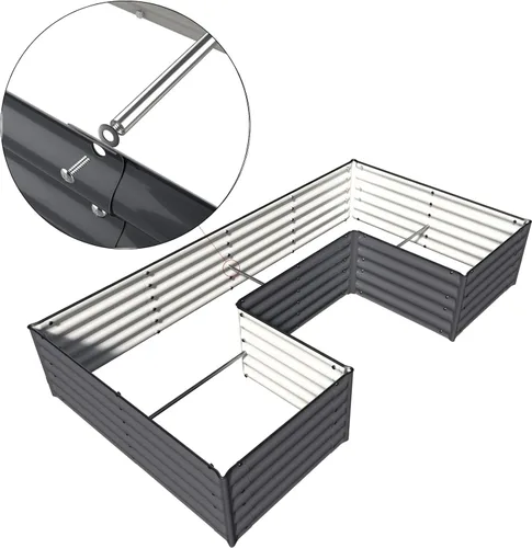 Vista 6 de Olle Paquete de 4 varillas de soporte de aluminio anticorrosión para cama de jardín elevada de 24 pulgadas de ancho, 24 pulgadas de largo
