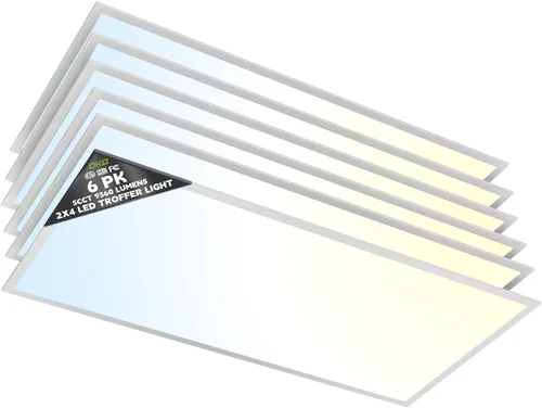 Vista 25 de OKQ - Lámpara LED de panel plano de 2 x 4 pulgadas, 5 CCT 3000K-6500K ajustables y 5 vatios seleccionables, 0-10 V regulable, luz de techo LED