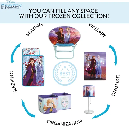 Vista 2 de Idea Nuova - Lámpara de mesa con pantalla de felpa Anna y Elsa de Disney Frozen 2, azul