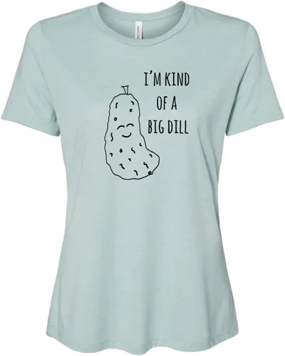 Vista 6 de Cute Women's Screen Printed Crew Neck Tee, Shirts With Sayings, Dusty Blue or Olive
