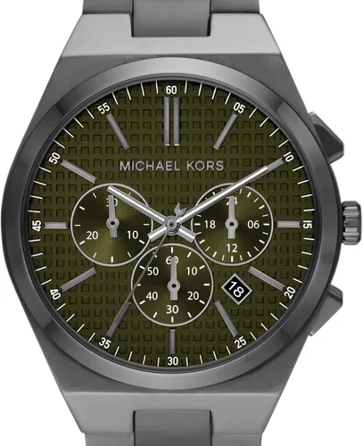 Vista 4 de Michael Kors Lennox Cronógrafo Gris Gunmetal Reloj de acero inoxidable para hombre (Modelo MK9118), Gris metálicoverde, Lennox para hombre