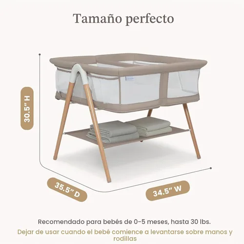 Vista 4 de Delta Children Bondi - Moisés gemelar de madera de haya con sábana de malla transpirable PureAir y madera certificada FSC, color tostado