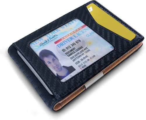 Vista 3 de Cartera Bulliant fina para hombre, cartera de piel para hombre con bolsillo delantero para tarjetas, 7 x 10 x 27cm (3" x 4.3"), 11 tarjetas+clip