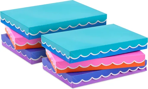 Vista 4 de Hallmark Paquete de cajas de regalo pequeñas con tapas (6 cajas: sólidos festoneados) para cumpleaños, graduaciones, día de la madre, Pascua