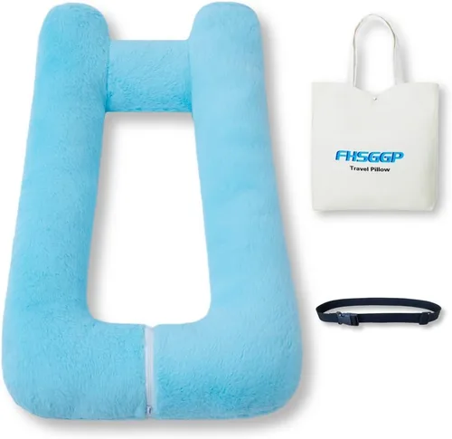 Vista 12 de FHSGGP Almohada de viaje Almohada de coche para niños La ayuda para dormir para adultos y niños en viajes por carretera Almohada de viaje para niños