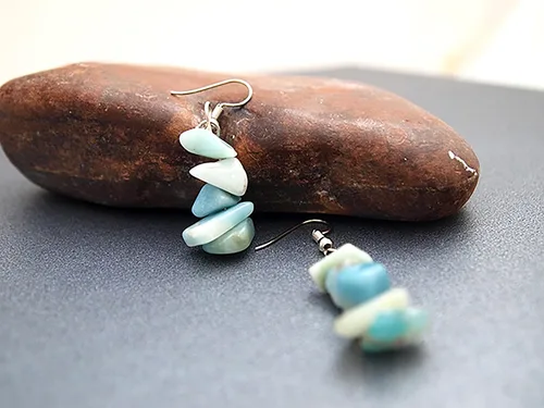 Vista 7 de Natural Gemstone Chip Drop & Dangle Earrings for Women - Small, Lightweight