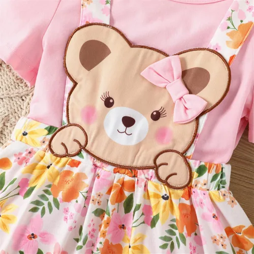 Vista 4 de PATPAT Vestidos de niña pequeña y bebé sin mangas de dinosaurio y volantes Bowknot vestidos para niños, 18-24 meses a 5-6 años