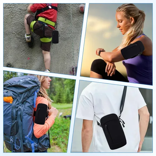 Vista 7 de Soporte para teléfono celular con banda para el brazo, bolsa cruzada 2 en 1 para correr y caminar Hands-free carrying, breathable mesh back