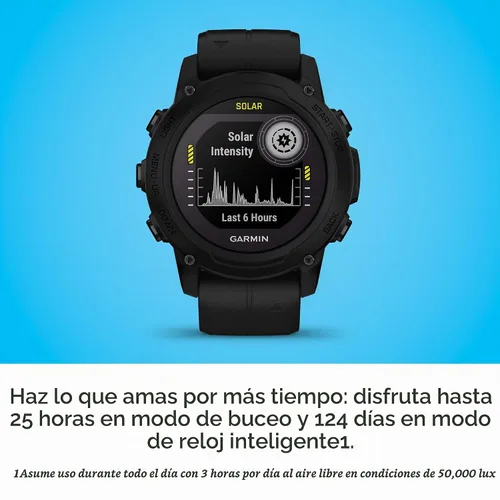 Vista 3 de Garmin Descent™ G1 Solar, Computadora de Buceo Resistente con Capacidades de Carga Solar, Múltiples Modos de Buceo, Seguimiento de Actividad, Negro