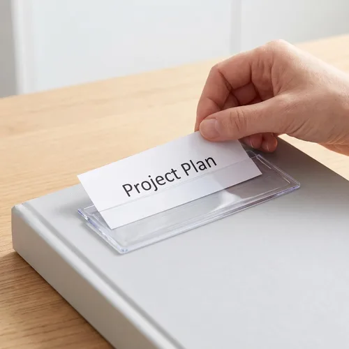 Vista 5 de 100pcs Self Adhesive Label Holders, Top Open Writable PVC Pockets