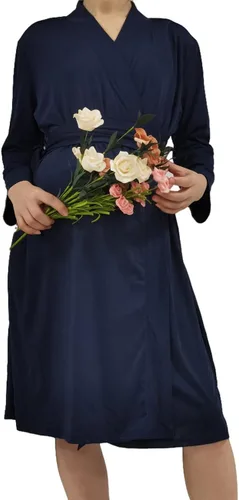 Vista 2 de SUFEINI Conjunto de manta con bata de mamá a juego, bata de maternidad para enfermería, hospital, parto, bata de embarazo, ropa de descanso