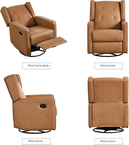 Vista 7 de CANMOV Silla mecedora reclinable giratoria, silla balancín para cuarto del bebé, sillas mecedoras para cuarto del bebé, silla reclinable manual