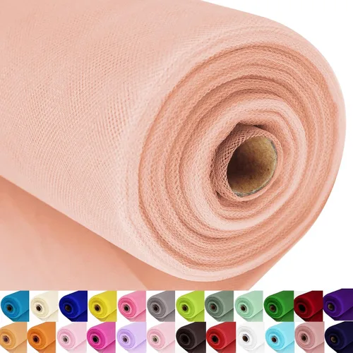 Vista 25 de Rollos de tela de tul, 54 pulgadas por 10 yardas (30 pies), cinta de tul para decoración de fiestas de boda, rollo de tela transparente en bobina