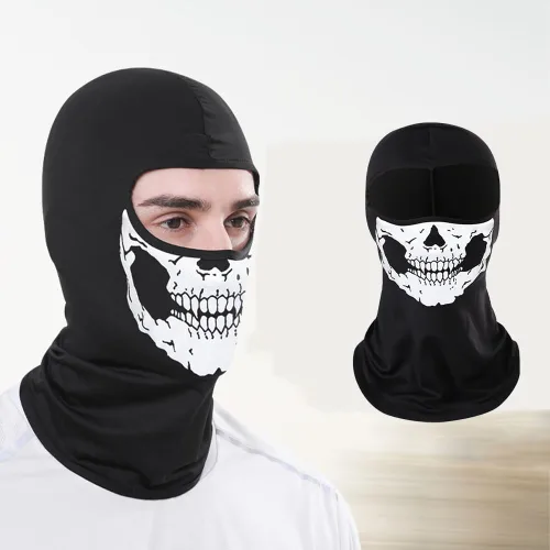 Vista 3 de 2Pcs Skull Balaclava Ghost Mask, Motorcycle Balaclavas for Men, Neck Gaiter for Men Breathable Full Face Ghosts Masks Estándar