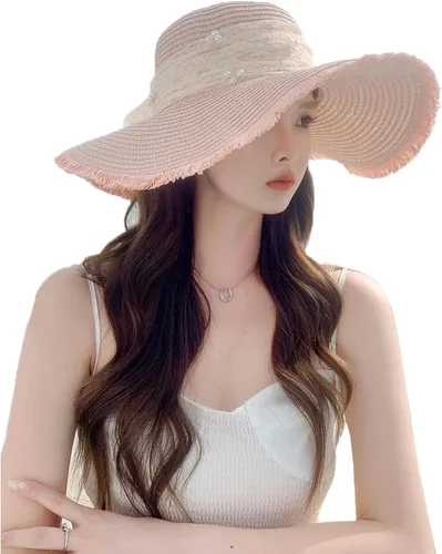 Vista 11 de Women hat Floppy Wide Brim Summer Beach Straw UPF Sun Fisherman's Cold Beige 1