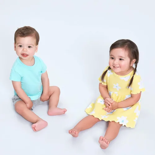 Vista 5 de Gerber Paquete de 2 vestidos de algodón de manga corta para bebés y niñas pequeñas
