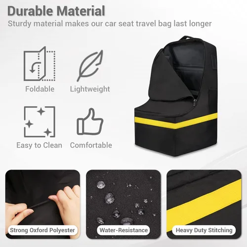 Vista 5 de Bolsa de viaje para asiento de automóvil, acolchada, cómoda, duradera, espaciosa, a cuadros, para asiento de automóvil, para 3 en 1, convertible