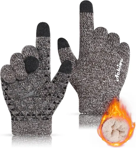 Vista 11 de Achiou Guantes de invierno para hombres y mujeres, guantes para pantalla táctil, gel de silicona antideslizante grueso mejorado, forro térmico