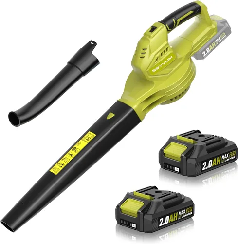 Vista 7 de SEYVUM Soplador de hojas, soplador inalámbrico de 20 V con batería de 2 x 2.0 Ah, soplador eléctrico de hojas para el cuidado del césped, soplador