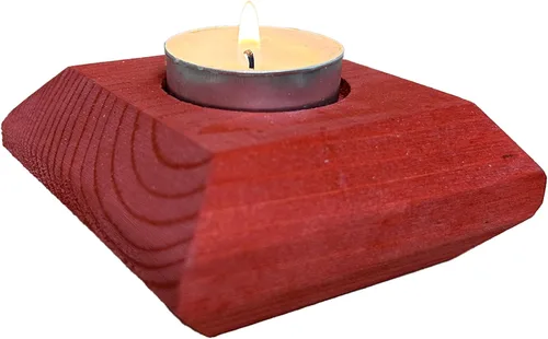 Vista 4 de Portavelas de madera para velas de té, 3.5 pulgadas, decoración del hogar de mesa (vela no incluida) (1, azul, barco)