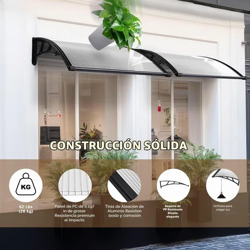 Vista 6 de Yescom - Paquete de 2 toldos de policarbonato para ventana de puerta de 40 x 40 pulgadas Tablero blanco y soporte negro