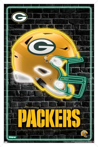 Vista 14 de NFL Green Bay Packers - Póster de pared con casco neón 23, 22.4 pulgadas de largo x 14.7 pulgadas, versión enmarcada de madera de granero