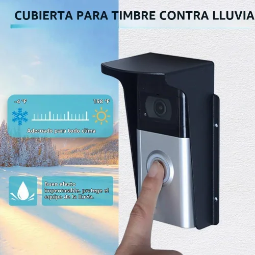 Vista 4 de Cubierta impermeable para timbre de puerta, protección antirreflejos, bloqueo de huellas dactilares, cubierta impermeable de metal negro