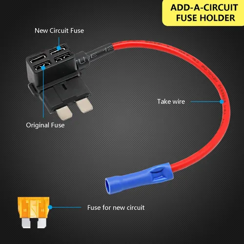 Vista 2 de Paquete de 12 adaptadores de fusible para añadir un circuito – Adaptador de fusible de 12 V para automóvil – Mini conector de fusibles automotriz