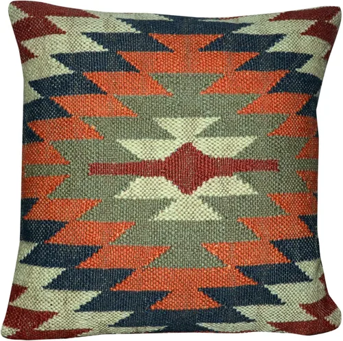 Vista 4 de Chouhan Rugs 4 piezas de fundas de cojín de yute Kilim tejidas a mano, cojines indios vintage 18x18, fundas boho (patrón 1)
