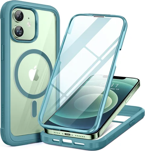 Vista 126 de Miracase - Funda magnética para iPhone 13 Pro Max de 6.7 pulgadas (compatible con MagSafe), transparente, completo, protector de pantalla de vidrio