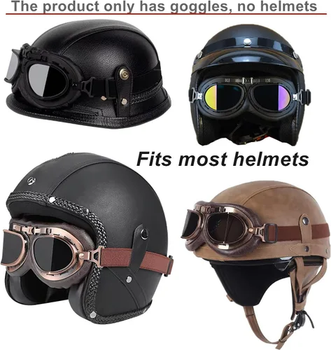 Vista 7 de LJDJ Gafas de motocicleta, paquete de 2 gafas de montar estilo piloto vintage, gafas de hombre ardiente para hombres, mujeres, jóvenes y adultos