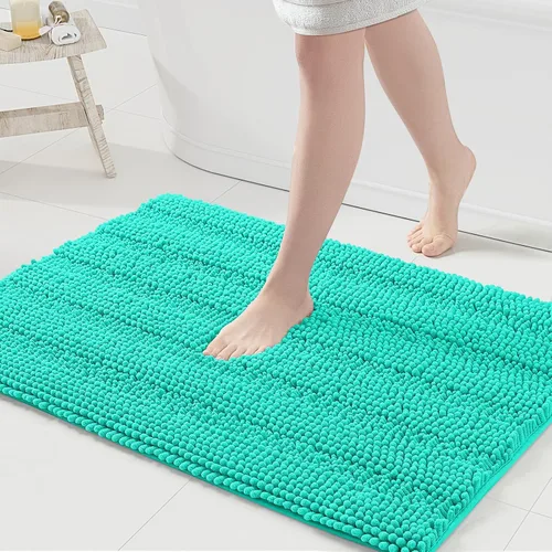 Vista 205 de Grandaily Alfombras de baño de felpilla a rayas de 24 x 16 pulgadas, extra gruesas y suaves, absorbentes, parte trasera de goma, alfombra de ducha