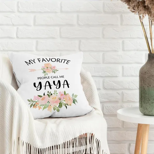Vista 5 de Yaya - Fundas de almohada decorativas para abuela, regalos para abuela, cumpleaños, día de la madre, fundas de almohada rústicas florales para sofá