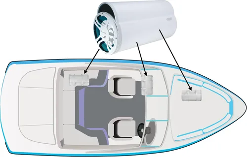 Vista 3 de Bazooka MBT8014 8 pulgadas 4-Ohm Marine Marine Trademark Bass Tubes recinto, niebla salina UV certificado, woofer de 8 pulgadas