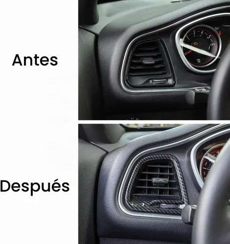 Vista 6 de Voodonala para Consolas Centrales de Fibra de Carbono ABS Challenger, Recorte de Cubierta de Salida de Aire Acondicionado para 2015-2023+ Dodge