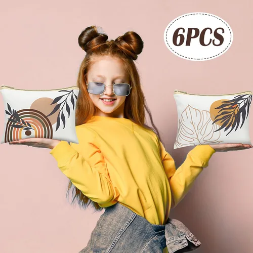 Vista 2 de Pinkunn 6 bolsas de maquillaje bohemias, regalos a granel para mujeres, bolsas de cosméticos con cremallera bohemia, bolsa de maquillaje estética