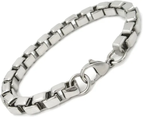 Vista 2 de Pulsera de acero inoxidable con cadena de eslabones para hombre, 0.315 in