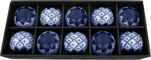 Vista 3 de Red Lantern BW-BALL32 Juego de bolas de porcelana, 3 pulgadas, azul y blanco